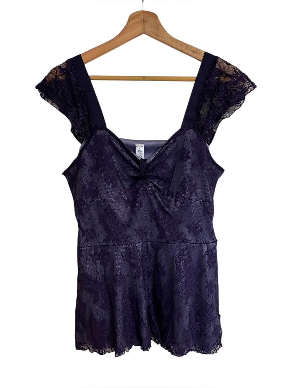 Merona Y2K babydoll lace flutter sleeve dark whimsygoth witchy romantic top M